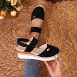 Closed Toe Platform Wedge Sandals, 2025 Espadrilles Wedges for Women Heel Casual, Women's Espadrilles Dressy Sandals, Comfortable Anti Slip Summer Shoes with Adjustable Buckle Ankle Strap