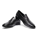 Fashion Leather Dress Shoes for Mens, Premium Formal Alligator Printed Classic Dress Loafer Shoe Business Slip On Penny Shoes for Men