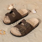 Women Slide Sandals with Double Buckle Comfortable Orthopedic Footbed Arch Support Flip Flops Summer Slippers