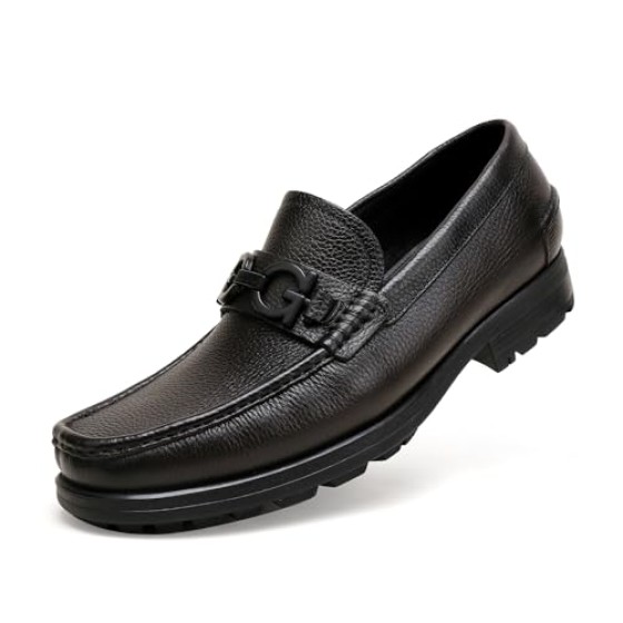 Generic Fashion Leather Dress Loafers for Men, Fashion Casual Crocodile Patterned Handmade Buckle Shoes Business Slip-on Penny Loafer Party Dress Shoes for Mens