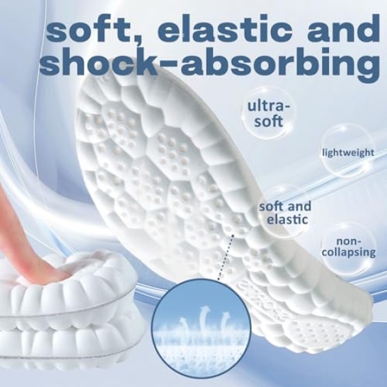 Cloud Like Soles for Men Women,Insoles for Men Women,Shoe Inserts Cuttable,Anti Fatigue,Shock Absorption,Foot Pain Relief (Black:Men: 8-8.5/Women: 9-9.5)