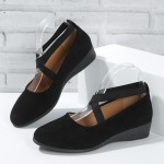 Women's Dress Flats Ballet Low Wedge Round Toe Fashion Elastic Ankle Strap Comfortable Casual Flats Shoes