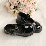 Girls School Oxford Shoes PU Leather Pull On Uniform Dress Shoes Rubber Sole Toddler Little Kids