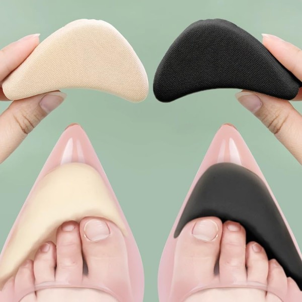 4PCS Women's Two - Pair Shoe Inserts for High - Heeled Shoes with Toe Plugs and Insoles - Great for Travel, Light Beige