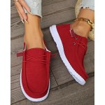 Women's Solid Color Canvas Shoes, Casual Lace Up Flat Loafers, Comfortable & Light-Weight Women's Daily Travel Shoes